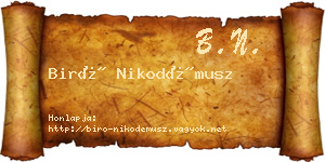Biró Nikodémusz névjegykártya